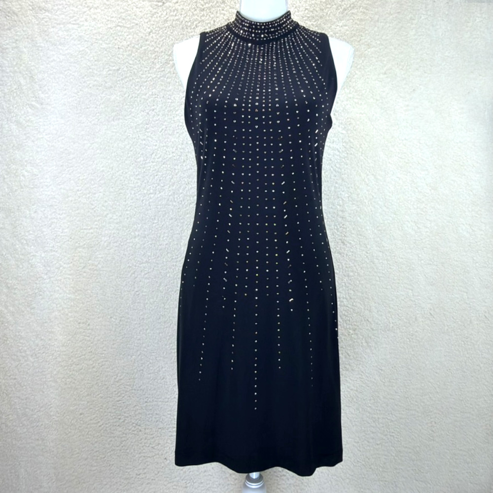 White House Black Market Studded Embellished Mock Neck Dress Small Sleeveless